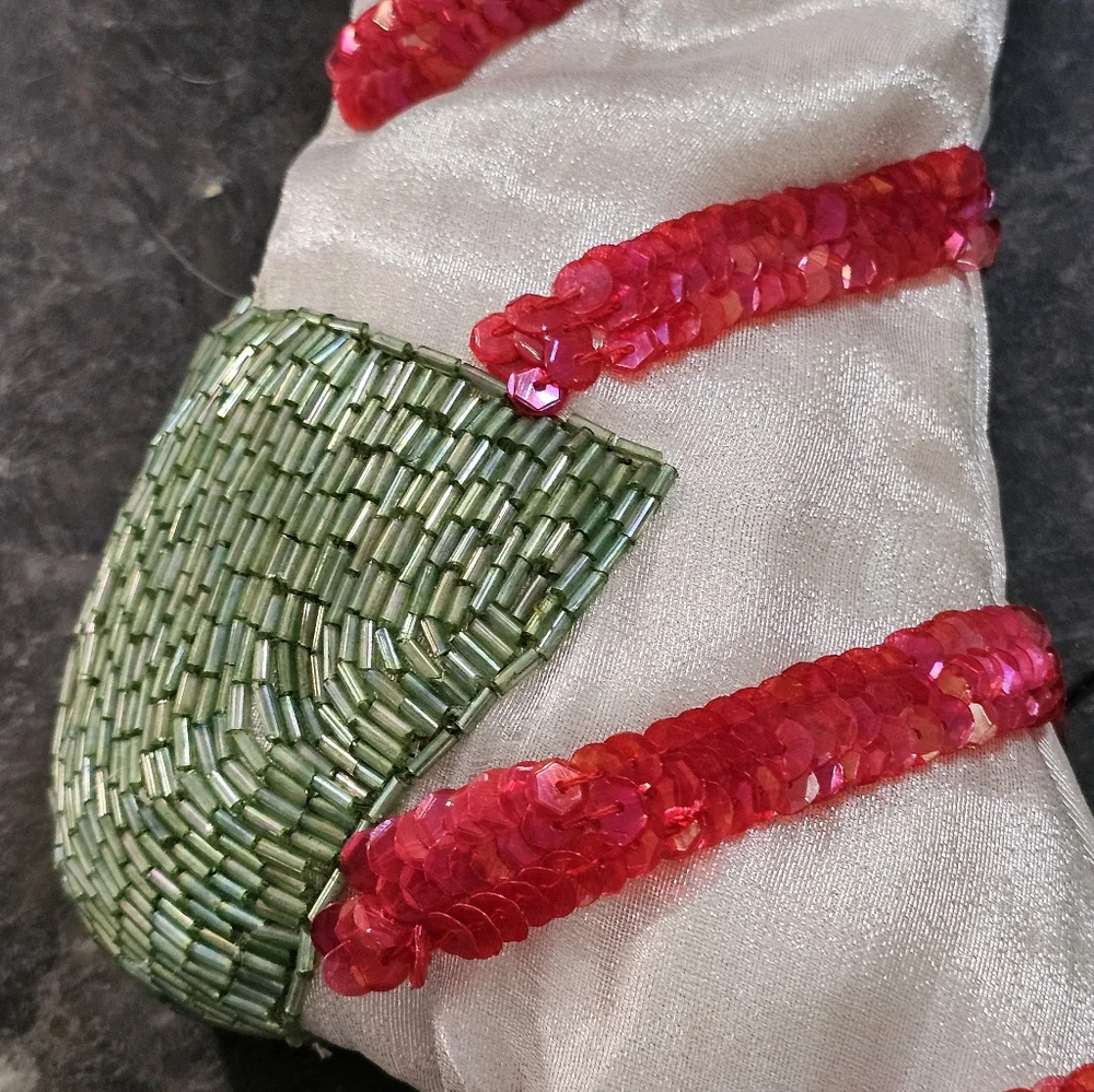 Wayne M‎ Kleski Beaded Large Christmas Jester Elf Bell Stocking 25